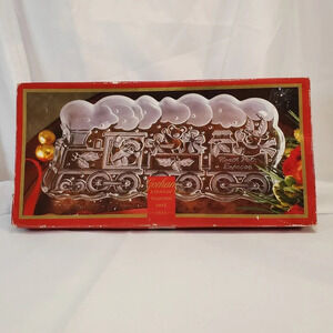 Gorham Crystal Holiday  North Pole Express 13½" Train Server Dish Polar Express